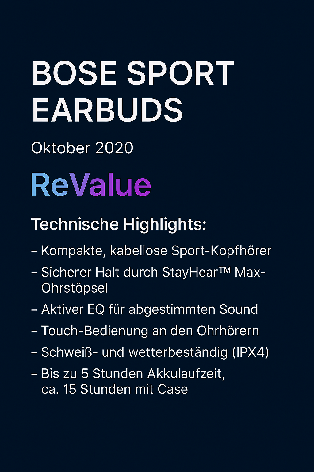 Bose Sport Earbuds | Bluetooth Kopfhörer | Schwarz